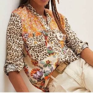 Anthropologie Pilcro Relaxed Tunic Button Down Size S